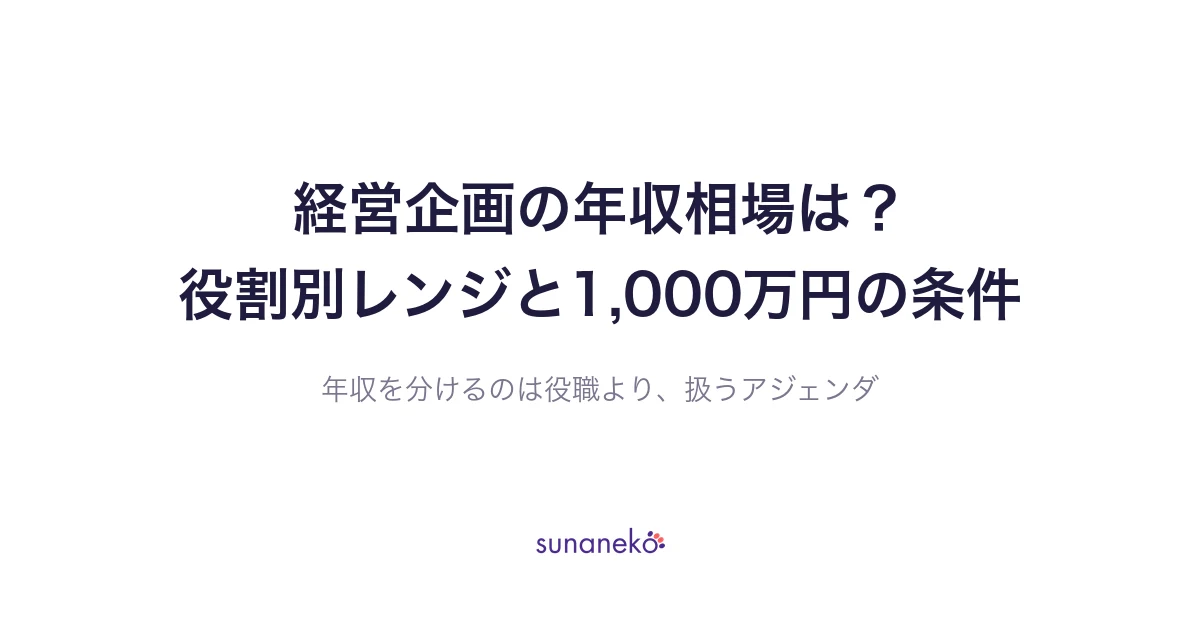 経営企画の年収相場は？役割別レンジと1,000万円の条件