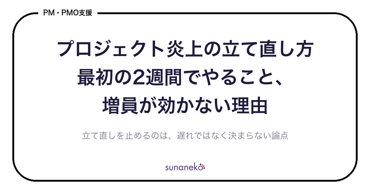 プロジェクト炎上の立て直し方｜最初の2週間でやること、増員が効かない理由